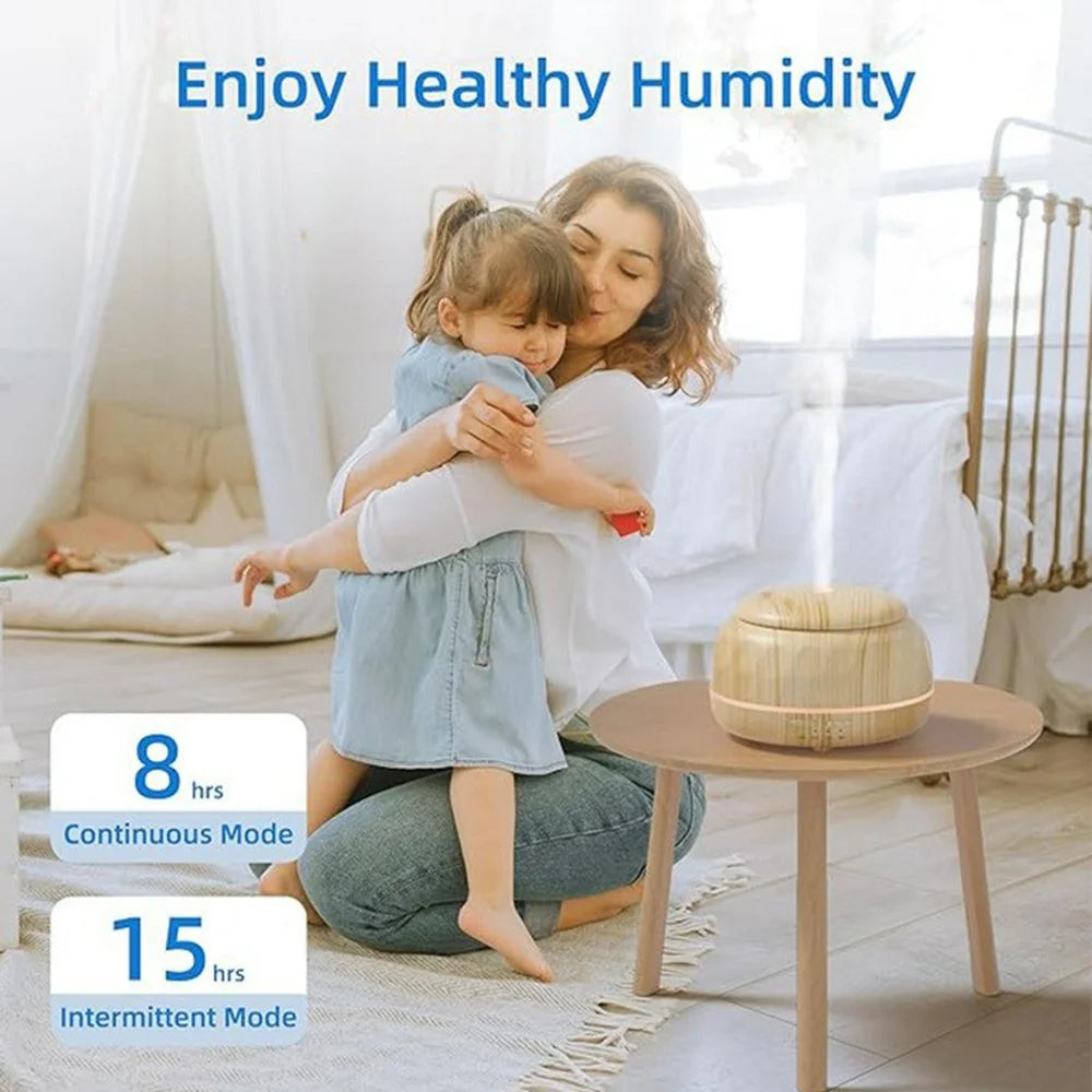 300ml Wood Grain USB Humidifier Ultrasonic Aromatherapy Diffuser Portable Essential Oil Diffuser with 7-Color Ambient Light - Wood Grain - 4
