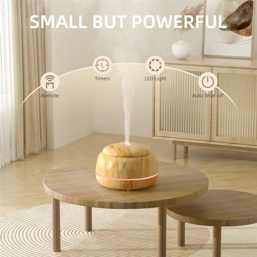 300ml Wood Grain USB Humidifier Ultrasonic Aromatherapy Diffuser Portable Essential Oil Diffuser with 7-Color Ambient Light - Wood Grain - 7