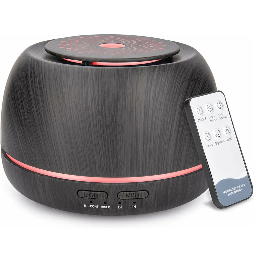 USB Ultrasonic Aroma Diffuser 300ml Compact Humidifier For Home Office Car Travel - Black Wood Grain - 1