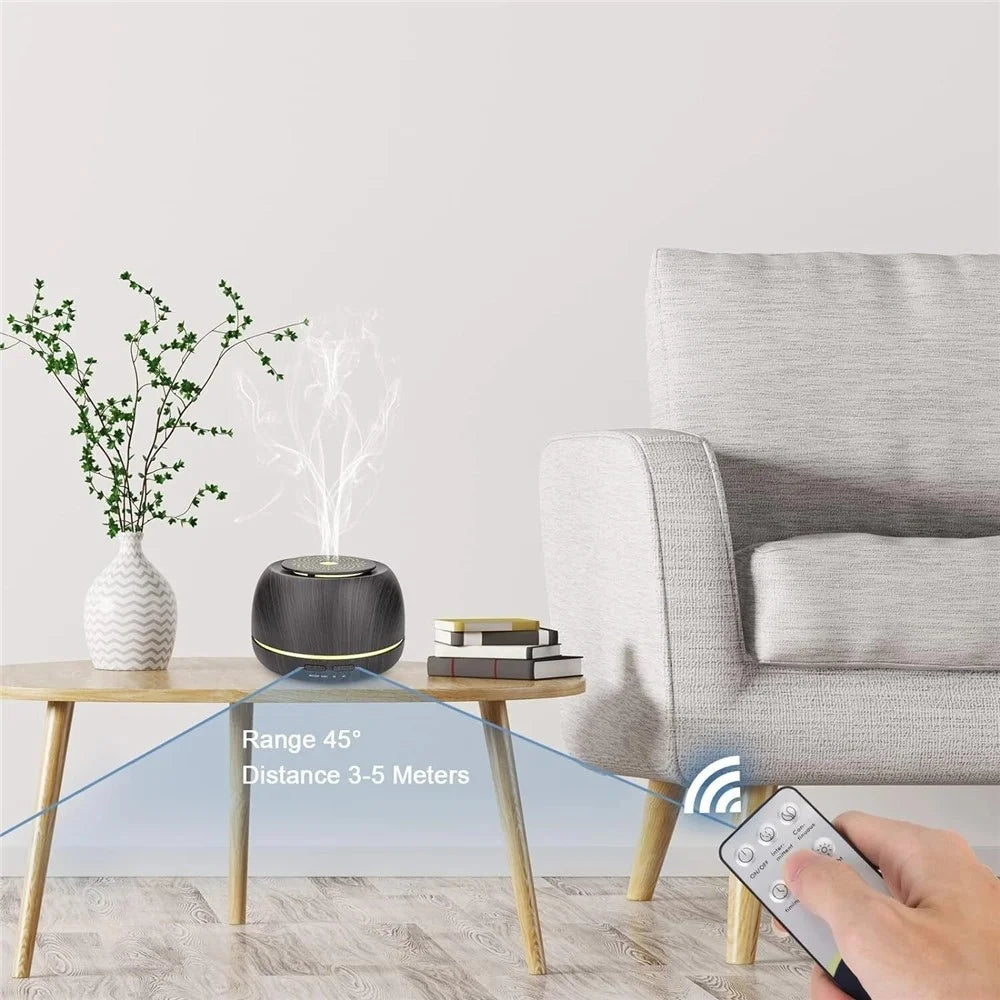 USB Ultrasonic Aroma Diffuser 300ml Compact Humidifier For Home Office Car Travel - Black Wood Grain - 2