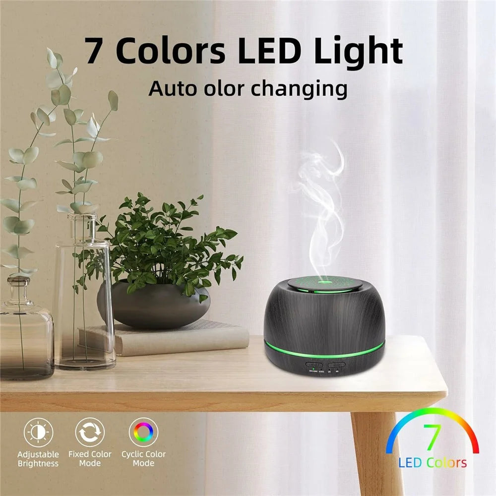 USB Ultrasonic Aroma Diffuser 300ml Compact Humidifier For Home Office Car Travel - Black Wood Grain - 4