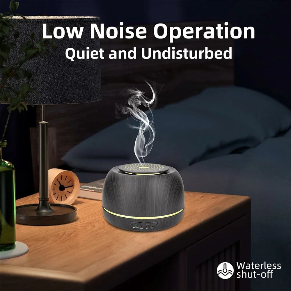 USB Ultrasonic Aroma Diffuser 300ml Compact Humidifier For Home Office Car Travel - Black Wood Grain - 7