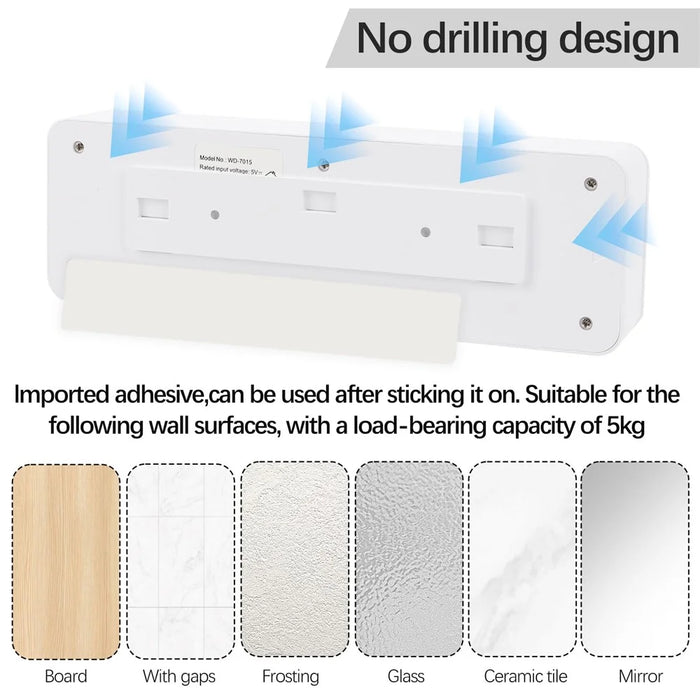 Toothbrush Sanitizer UV Sterilizer Wall Mounted Toothbrush Storage Holder Auto Sensor Digital Display for Home - 2