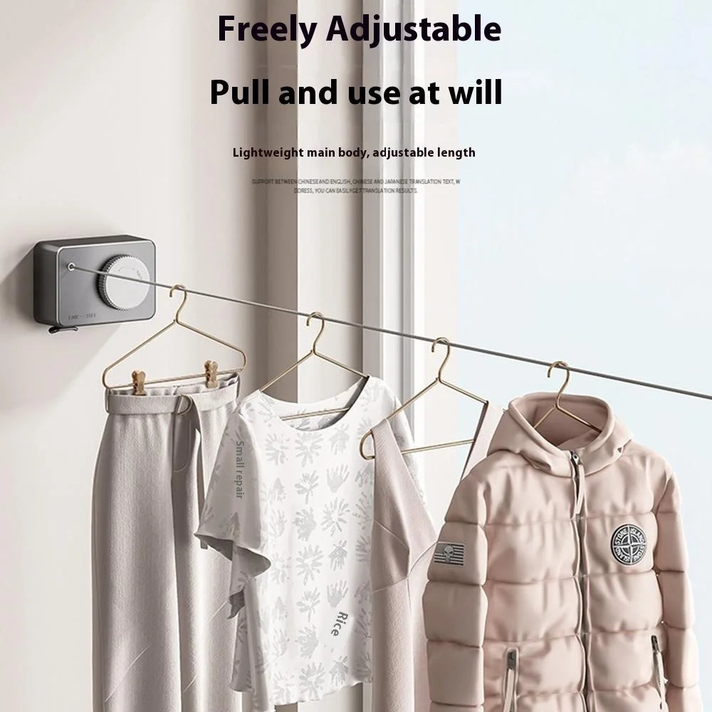 Retractable Clothesline 4.2M Adjustable Balcony Drying Rack for Indoor / Outdoor - Grey - 2