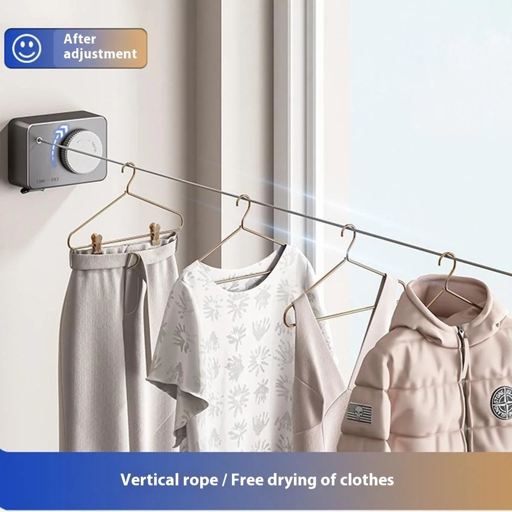 Retractable Clothesline 4.2M Adjustable Balcony Drying Rack for Indoor / Outdoor - Grey - 4