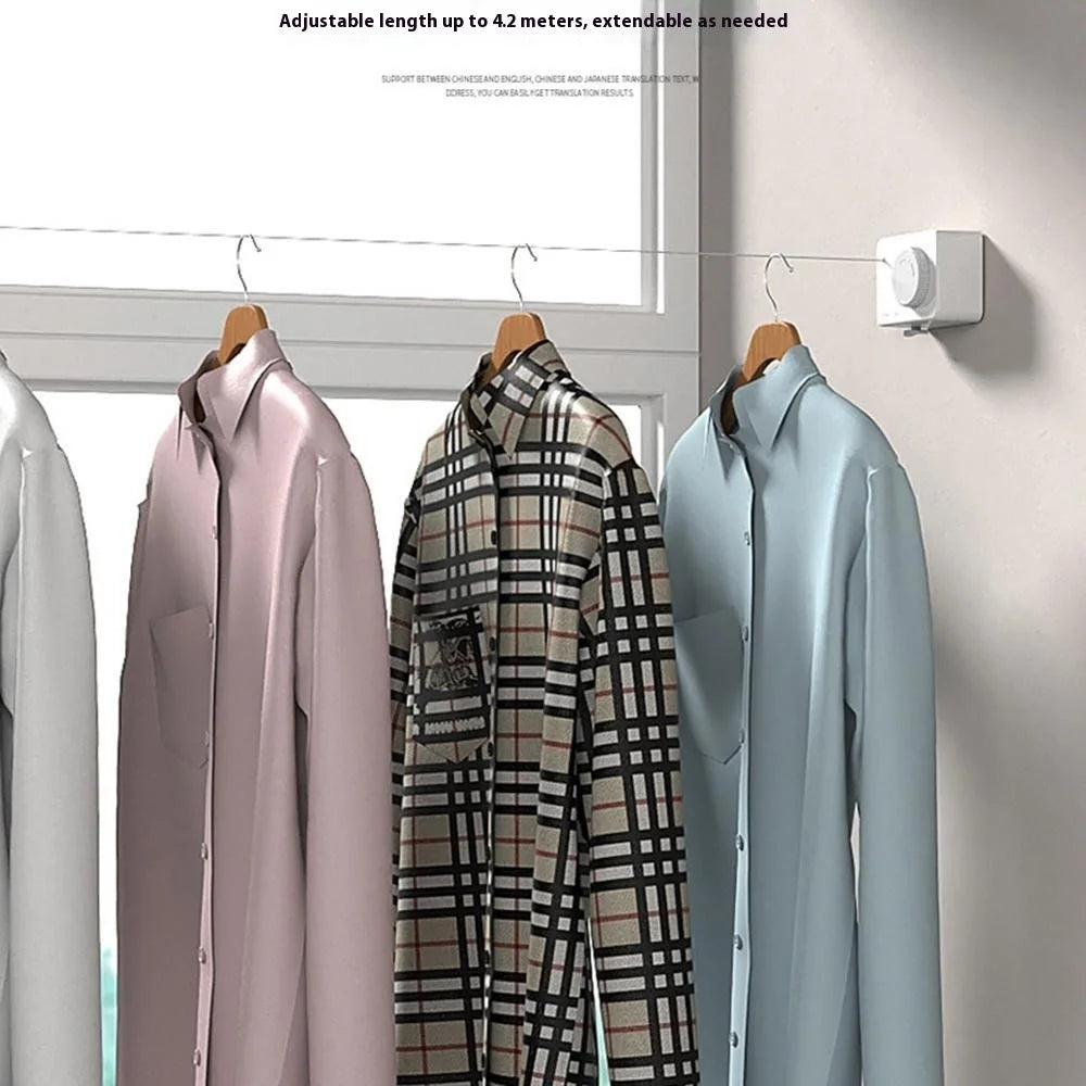 Retractable Clothesline 4.2M Adjustable Balcony Drying Rack for Indoor / Outdoor - Grey - 5