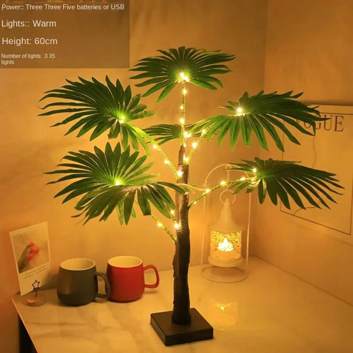 60cm Glowing Tropical Palm Tree Warm White 35-LED Ambient Lamp Holiday Party Desktop Decor - 3