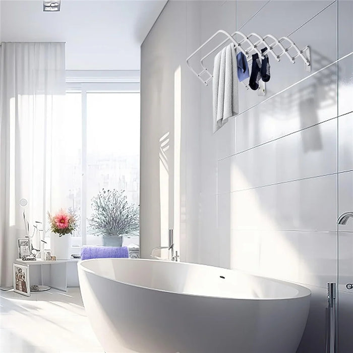 60cm Retractable Wall Mounted Clothes Drying Rack for Balcony Laundry Room Space Saving Folding Towel Hanger - 4