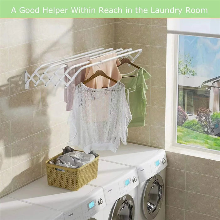 60cm Retractable Wall Mounted Clothes Drying Rack for Balcony Laundry Room Space Saving Folding Towel Hanger - 7