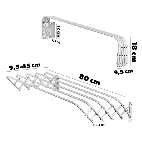 80cm Retractable Wall Mounted Clothes Drying Rack for Balcony Laundry Room Space Saving Folding Towel Hanger - 1