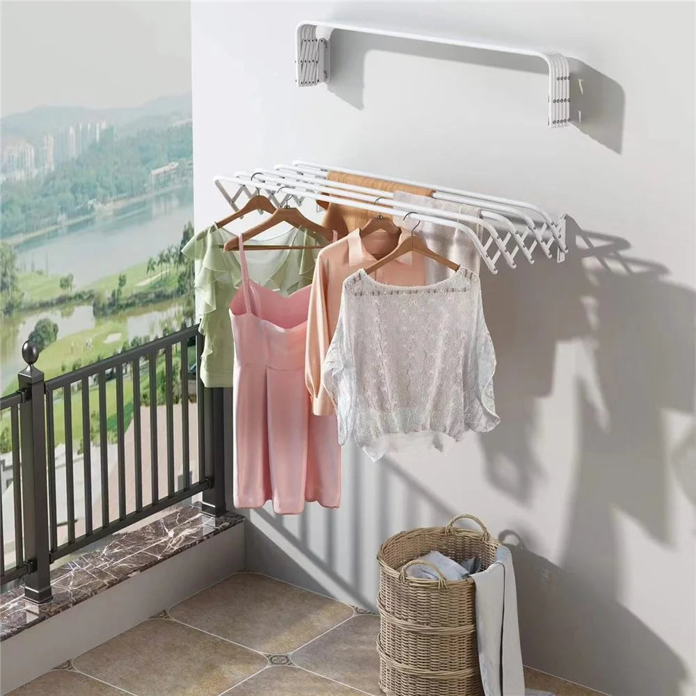 80cm Retractable Wall Mounted Clothes Drying Rack for Balcony Laundry Room Space Saving Folding Towel Hanger - 6