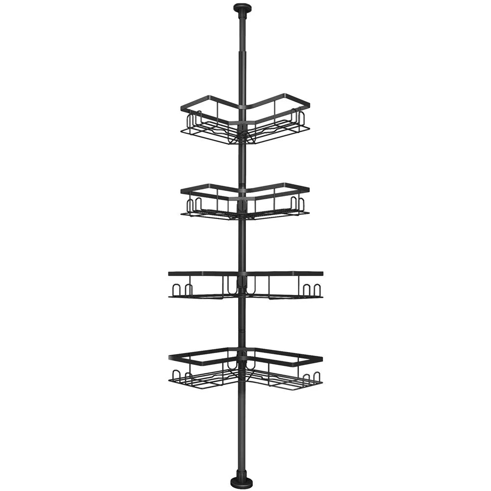 Extendable Pole Corner Shower Caddy for Bathroom 4 Tiers Stainless Steel Organizer Shelf - 2