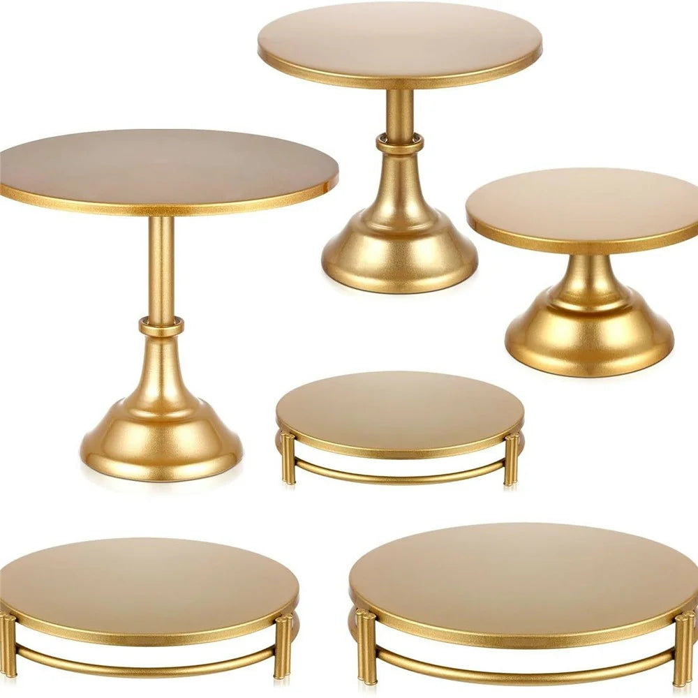 6Pcs Gold Cake Stand Set Dessert Display Tower Wedding Decoration High Foot Tray Afternoon Tea Pastry Holder - 1