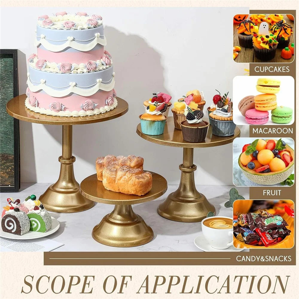 6Pcs Gold Cake Stand Set Dessert Display Tower Wedding Decoration High Foot Tray Afternoon Tea Pastry Holder - 3