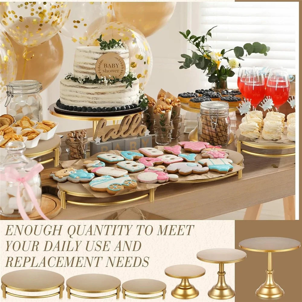 6Pcs Gold Cake Stand Set Dessert Display Tower Wedding Decoration High Foot Tray Afternoon Tea Pastry Holder - 4