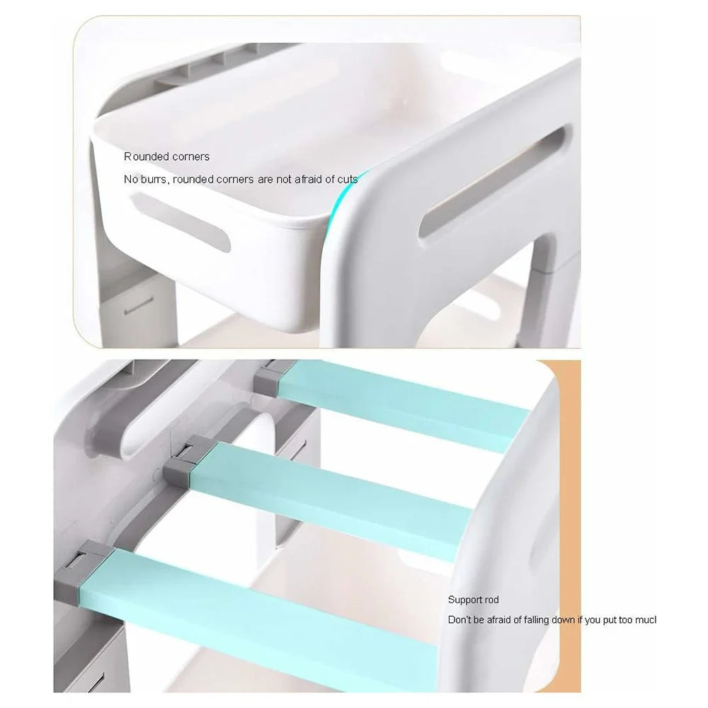 Multi-Tier Floor Storage Rack Organizer with Slim Profile Sliding Baskets  /  Drawers - Low Profile Model - 6