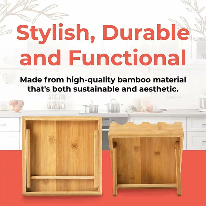 Bamboo Wood 12 Compartment Spice Rack Organizer For Kitchen Multi-Tier Storage Shelf With Jars - 4