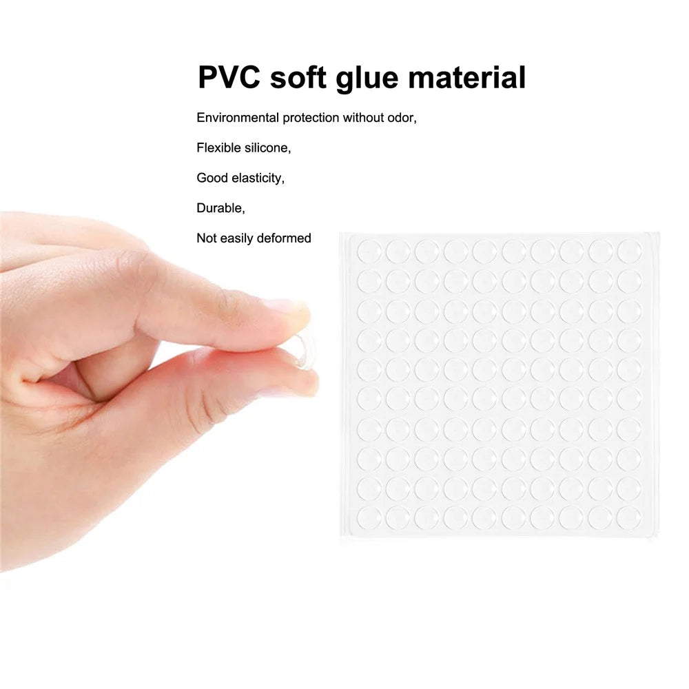 100Pcs 8*1.5mm Self Adhesive Clear Silicone Furniture Anti-collision Round Pads Shock Absorption Cabinet Door Bumpers Furniture Damper Dots - 4