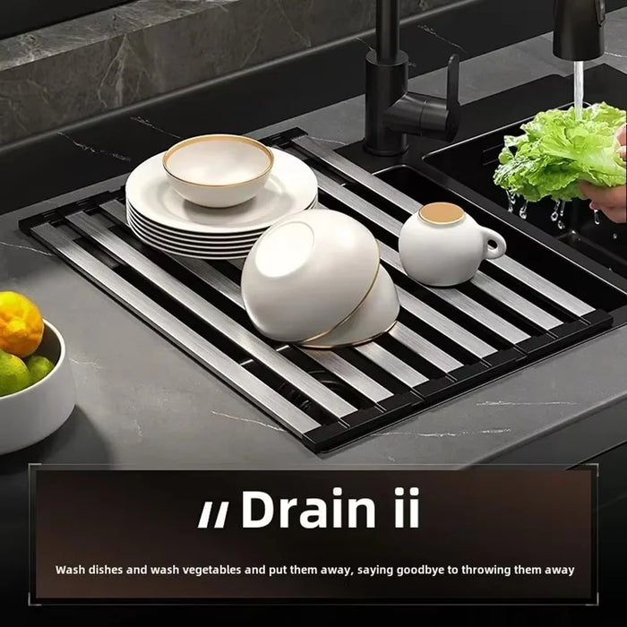 Foldable Extendable Over Sink Dish Drying Rack 304 Stainless Steel Kitchen Organizer Storage Shelf 55 x 32.5cm - 5