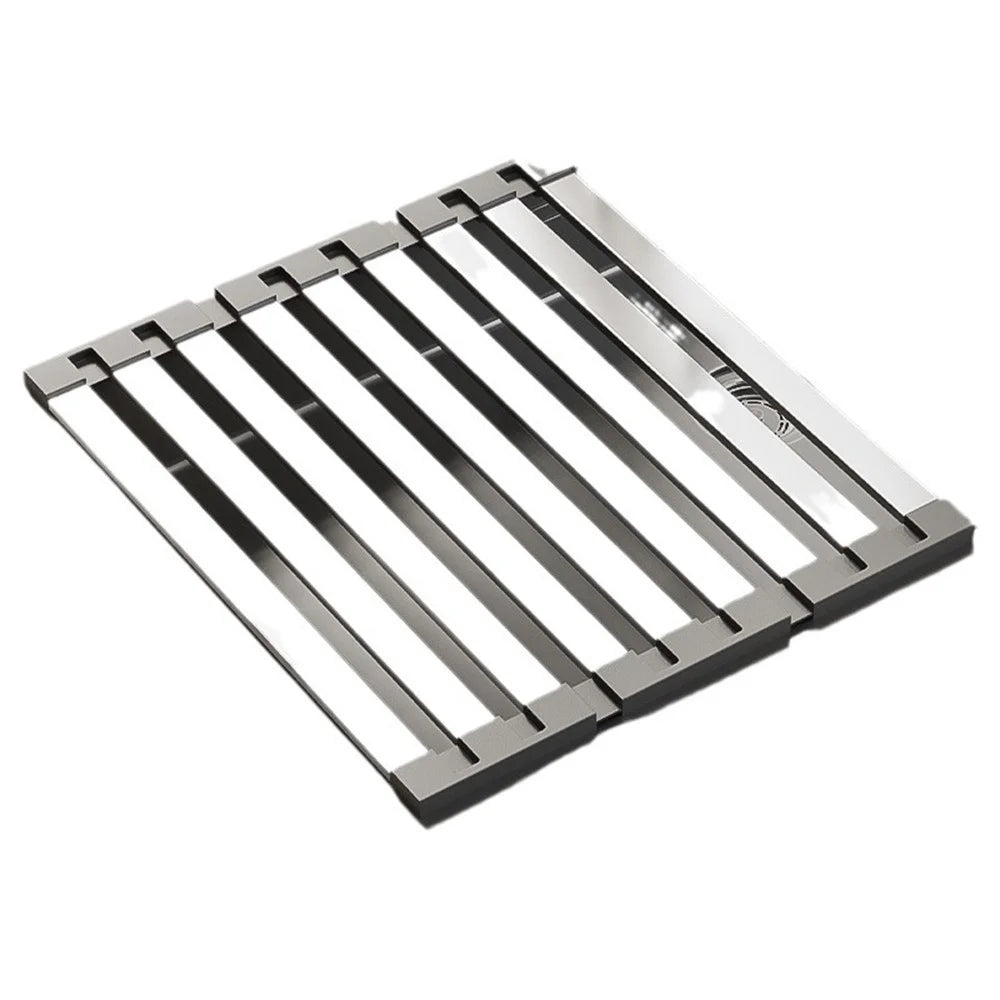 Foldable Extendable Over Sink Dish Drying Rack 304 Stainless Steel Kitchen Organizer Storage Shelf 60 x 32.5cm - 3