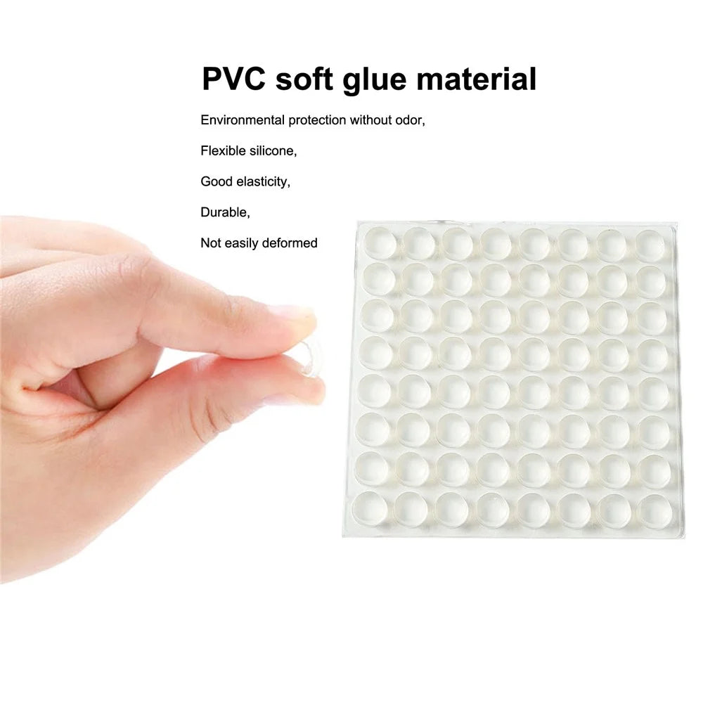 64Pcs 12*4mm Transparent Self Adhesive Silicone Furniture Anti-collision Round Pads Cabinet Door Bumpers Anti-impact Damper Dots - 4