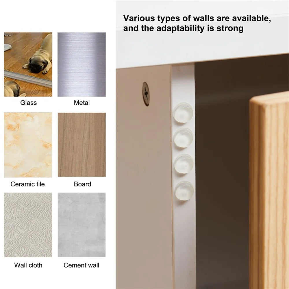 64Pcs 12*4mm Transparent Self Adhesive Silicone Furniture Anti-collision Round Pads Cabinet Door Bumpers Anti-impact Damper Dots - 6