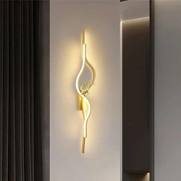 60cm Linear Wall Light Bedroom Living Room Sofa Background Sconce Decorative Lamp - Golden / Left - 5