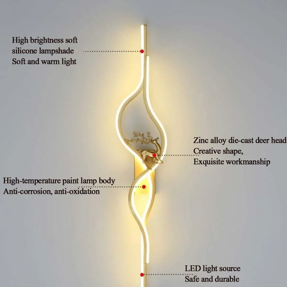 80cm Linear Wall Light Bedroom Living Room Sofa Background Sconce Decorative Lamp - Golden / Left - 3