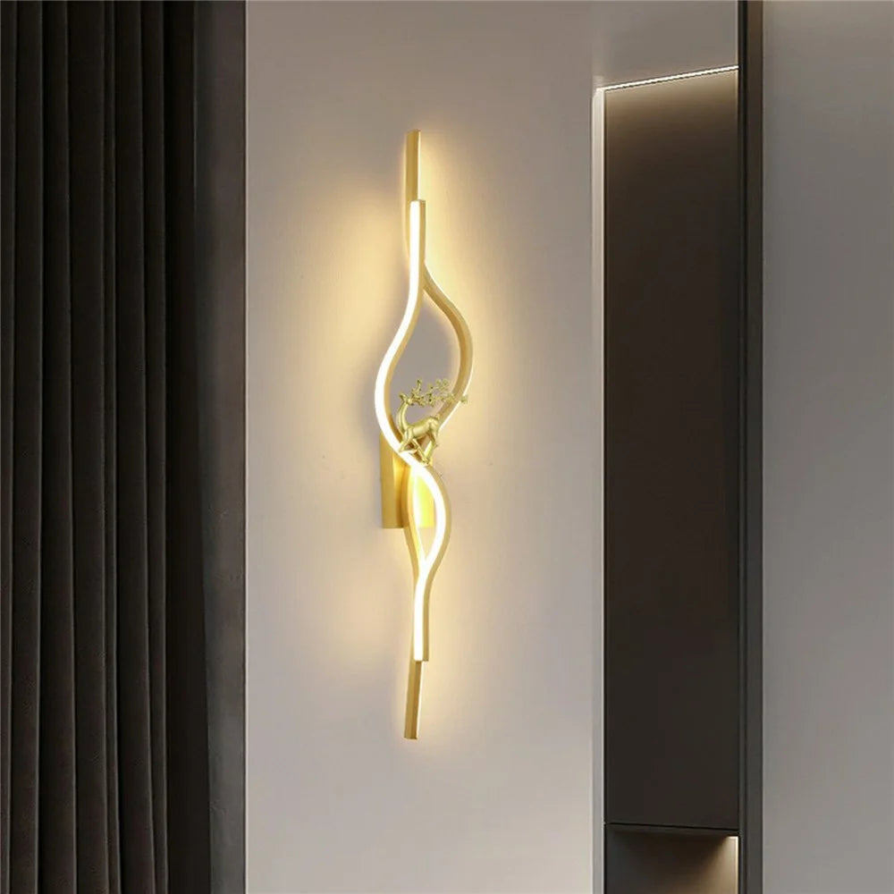 80cm Linear Wall Light Bedroom Living Room Sofa Background Sconce Decorative Lamp - Golden / Left - 4