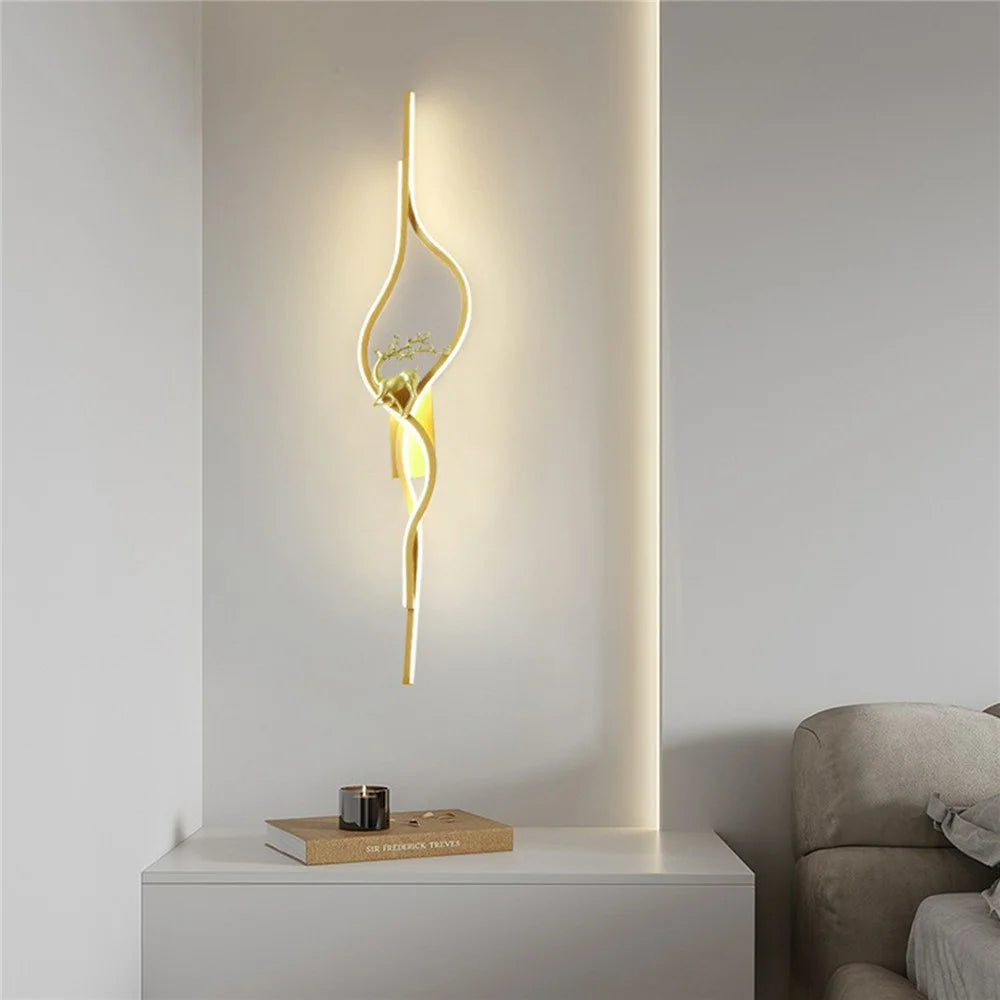 80cm Linear Wall Light Bedroom Living Room Sofa Background Sconce Decorative Lamp - Golden / Left - 5