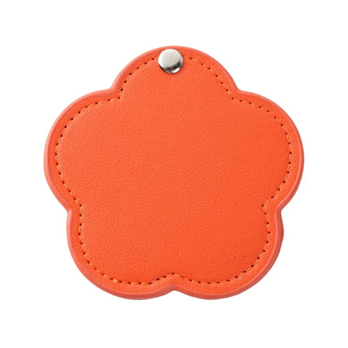 Floral Shape Pocket Mirror Portable PU Leather Cosmetic Mirror Rotating Mini Makeup Mirror - Orange - 1