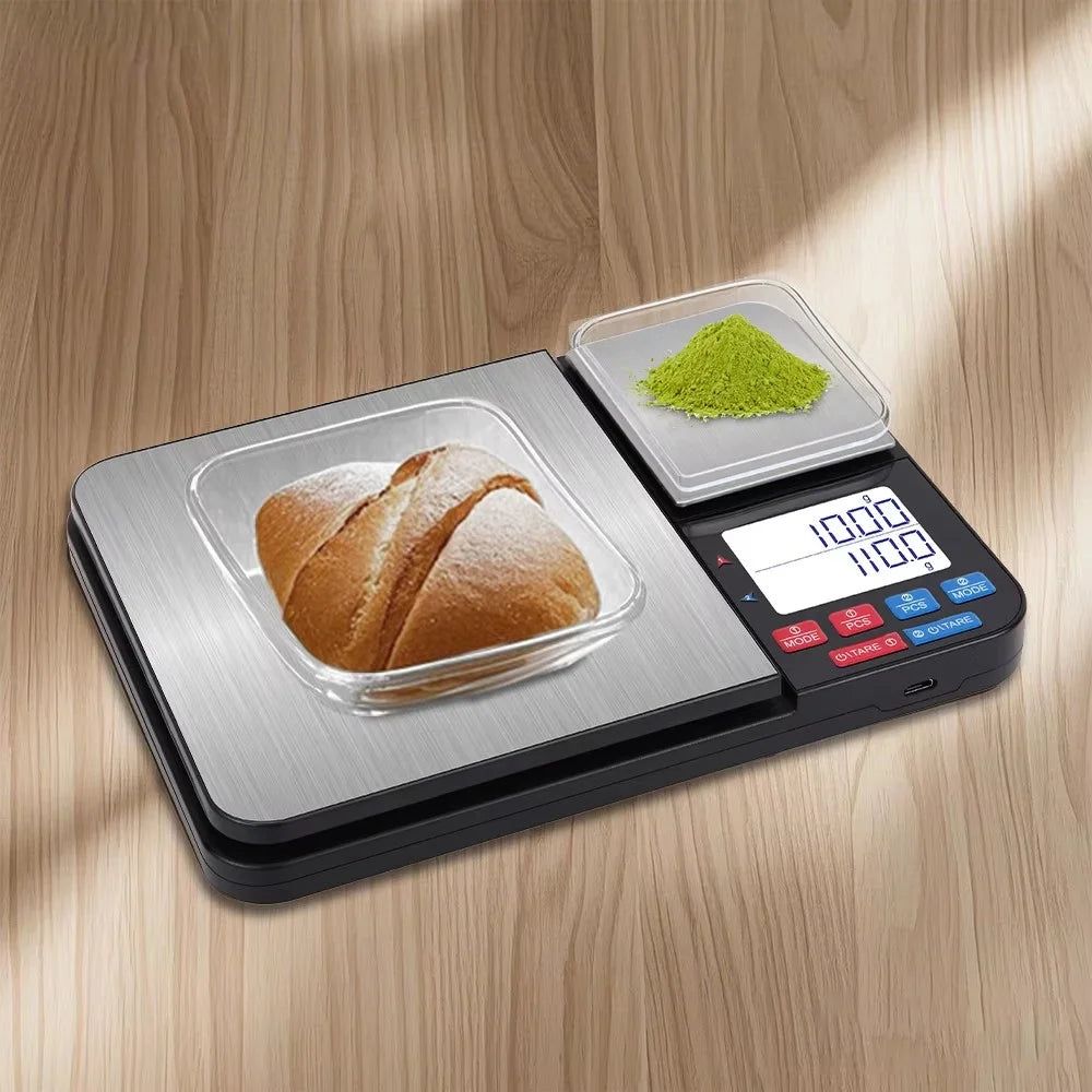 Dual Platform Digital Kitchen Scale 5kg  /  0.01g High Precision for Food Jewelry Baking Weighing - 5