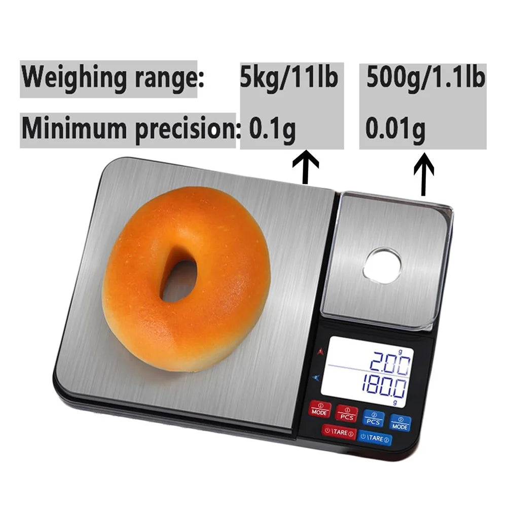 Dual Platform Digital Kitchen Scale 5kg  /  0.01g High Precision for Food Jewelry Baking Weighing - 6