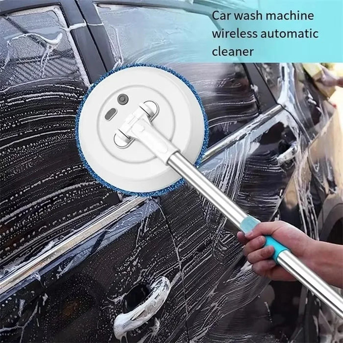 138cm Extendable Long Handle Electric Window Cleaner Wet and Dry Use Wireless Rotating Mop - Blue - 3