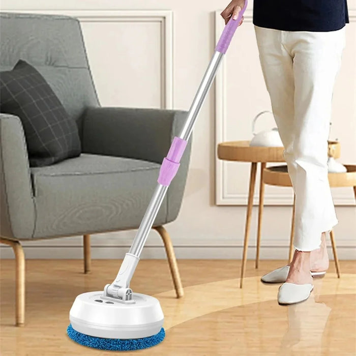 138cm Extendable Long Handle Electric Window Cleaner Wet and Dry Use Wireless Rotating Mop - Blue - 7