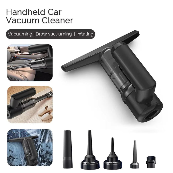 5 in 1 Handheld Vacuum Cleaner for Car and Home 5000Pa Powerful Suction Portable Cordless Dust Blower - Black - 2