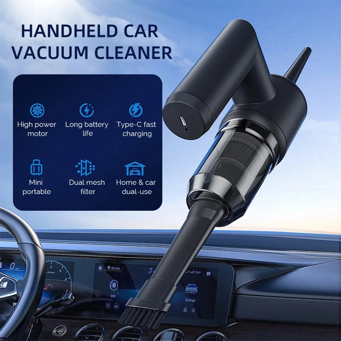 5 in 1 Handheld Vacuum Cleaner for Car and Home 5000Pa Powerful Suction Portable Cordless Dust Blower - Black - 4