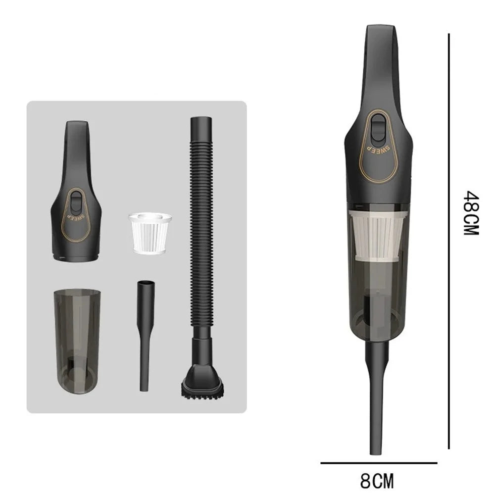 7.4V Handheld Vacuum Cleaner Multifunctional Cordless Powerful Suction Dust Blower for Car Home - Black - 7