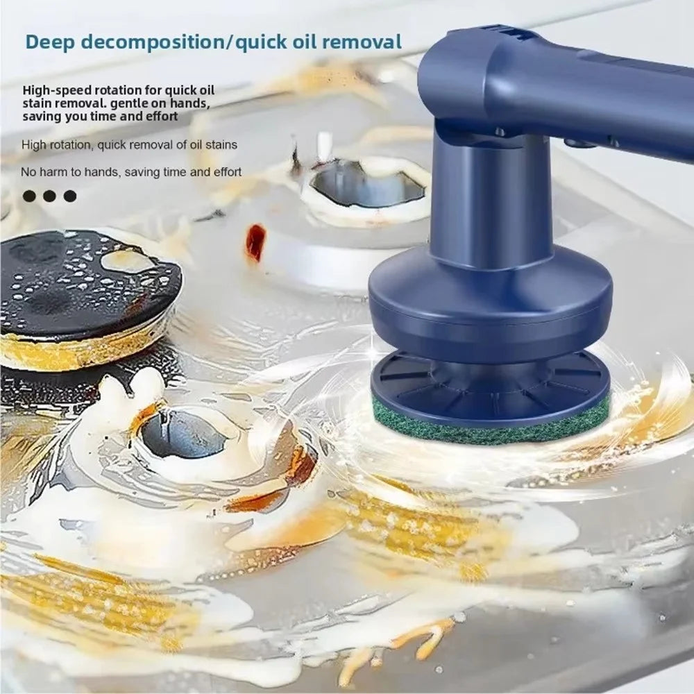Multifunction Electric Cleaning Brush 5 Speeds Auto Rotating Cordless Handheld Cleaner for Glass Kitchen Bathroom - 5