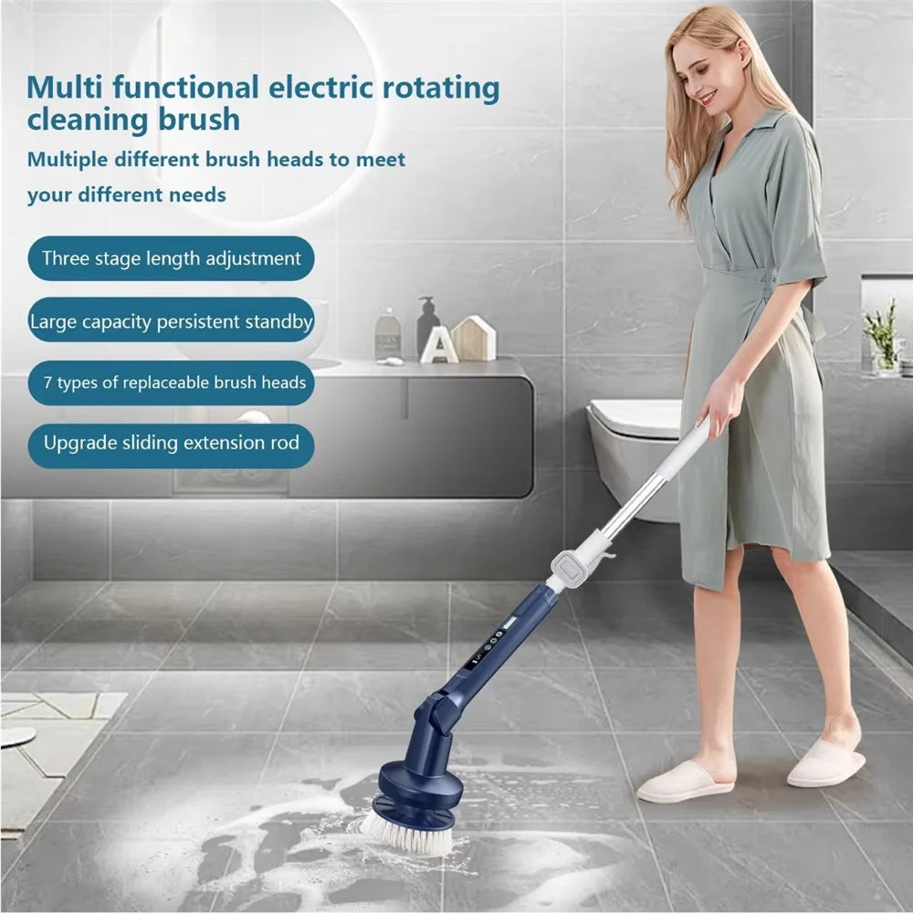 Multifunction Electric Cleaning Brush 5 Speeds Auto Rotating Cordless Handheld Cleaner for Glass Kitchen Bathroom - 6