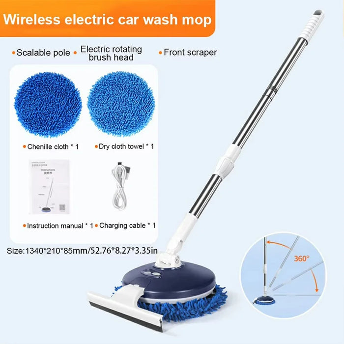174cm Extendable Pole Cordless Electric Window Cleaner with Squeegee Wet Dry Use for Windows Doors Floors - Blue - 3