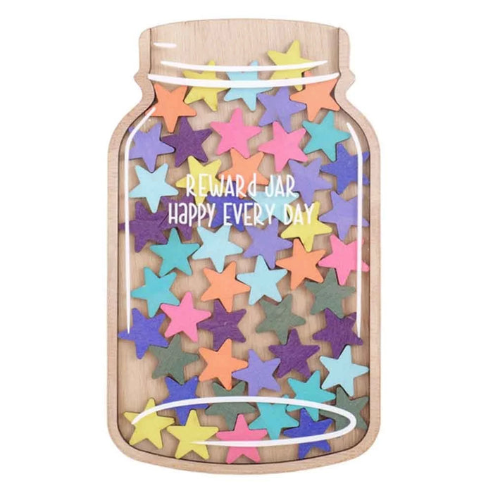 Star  /  Flower Design Reward Jar for Kids Learning Motivation Decorative Wooden Craft - Star - 1