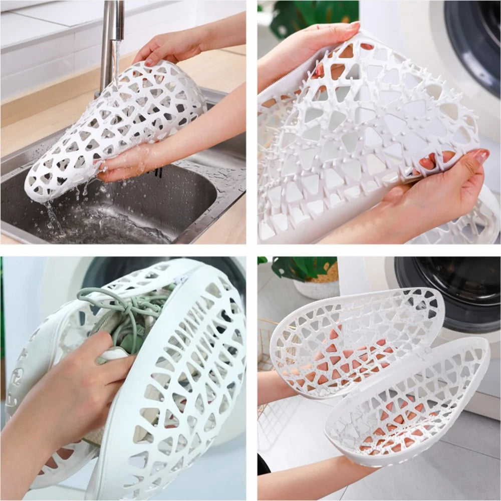 TPE Shoes Washing Bag for Washing Machine Laundry Bag for Sneakers Canvas Running Shoes Up To 33cm - Grey - 7
