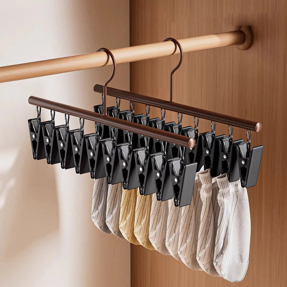 10 Clips Socks Hanger Retro Style Carbon Steel Drying Rack Multifunctional Laundry Organizer - 1