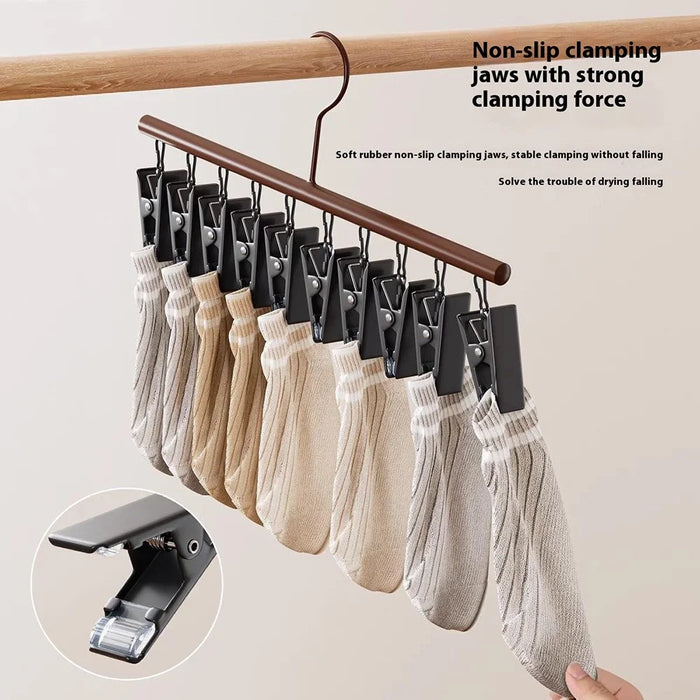 10 Clips Socks Hanger Retro Style Carbon Steel Drying Rack Multifunctional Laundry Organizer - 5