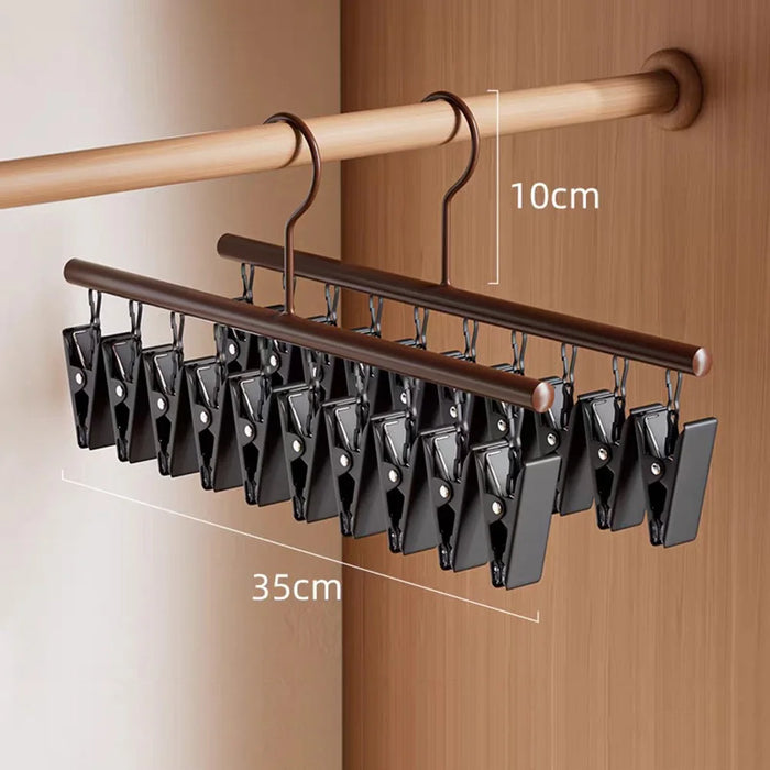 10 Clips Socks Hanger Retro Style Carbon Steel Drying Rack Multifunctional Laundry Organizer - 7