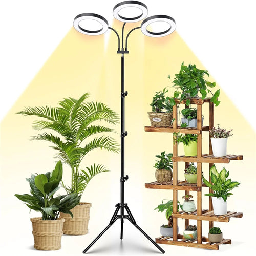 6 Inch Ring Grow Light 3 Head Adjustable Tripod Stand LED Lamp for Indoor Plants Succulents - EU Plug - 1