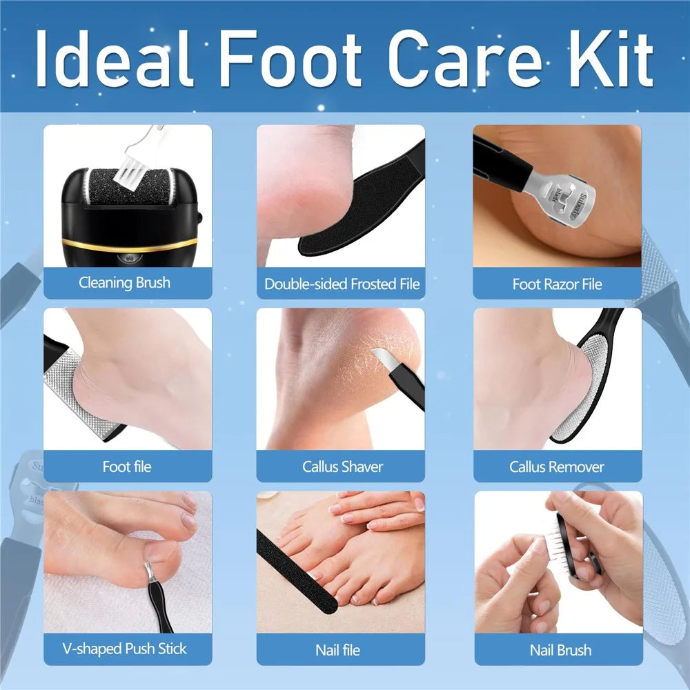 13Pcs Automatic Callus Remover Waterproof Electric Foot File Set for Home - Black - 3