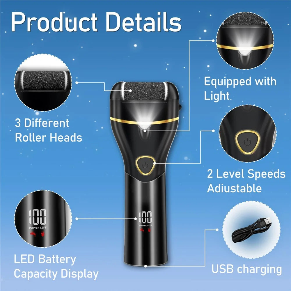 13Pcs Automatic Callus Remover Waterproof Electric Foot File Set for Home - Black - 7