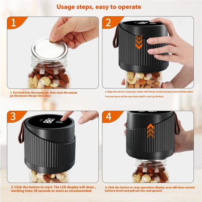 Multifunctional Electric Mason Jar Sealer Cordless Automatic Kitchen Vacuum Sealer for Food Preservation - 3